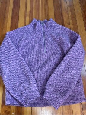 Women’s Madewell Fleece Half-Zip Knit Sweater - Purple, M